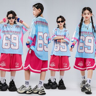 儿童街舞潮服hiphop套装少儿嘻哈演出服夏季宽松速干T恤短袖短裤