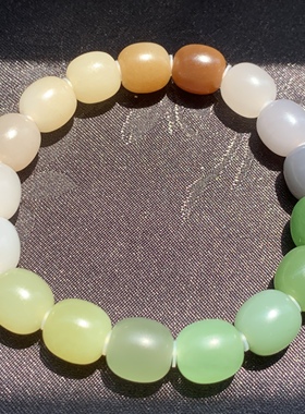 和田玉枣形珠多宝老形珠多宝渐变色多宝串多宝手链老料子超油润10