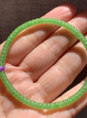 和田玉碧玉高色苹果绿药片手链高色乌兰乌德苹果绿隔片手链手串4