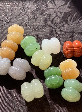 手工配饰配珠和田玉碧玉糖玉糖白藕粉烟紫黄口晴水白玉并蒂莲挂珠