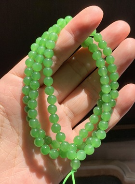 毕业级别和田玉碧玉项链手链高色乌兰海苹果绿项链108手链锁骨链6