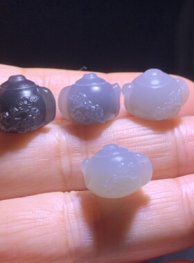 和田玉diy手工配饰烟紫把把壶把把胡帝王紫梅花小茶壶配饰小提留