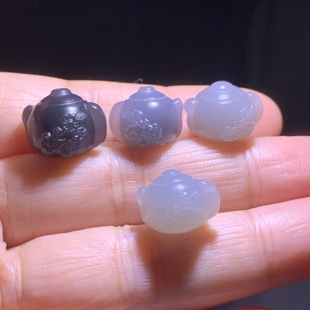 和田玉diy手工配饰烟紫把把壶把把胡帝王紫梅花小茶壶配饰小提留