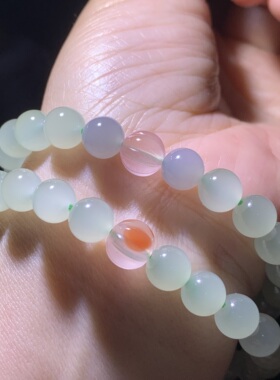 和田玉冰晴水手链青海老料冰底晴水手串女款冰晴水高冰起荧光8