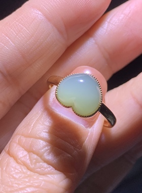 和田玉碧玉粉青瓷白无结构戒指瓷白无结构起荧光爱心戒指指环女款