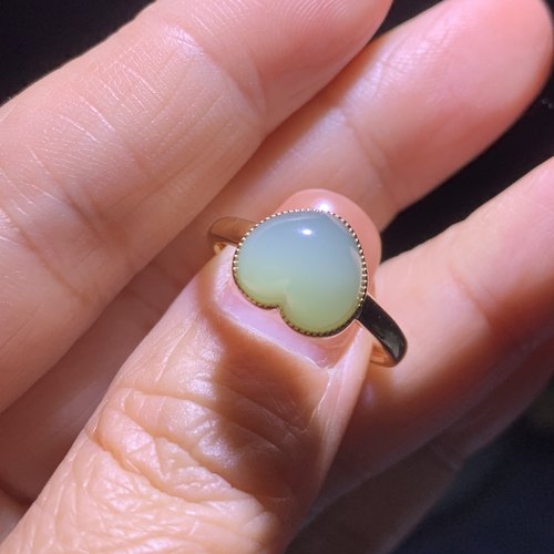 和田玉碧玉粉青瓷白无结构戒指瓷白无结构起荧光爱心戒指指环女款