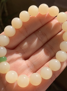 和田玉浅糖手链肉底俄料超细超油润奶黄手串羊脂玉级别糖玉手链10