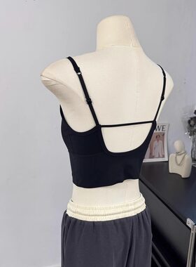 春夏新款莱卡柔肤露背乳胶垫吊带女内搭收腰托胸性感短背心打底衫