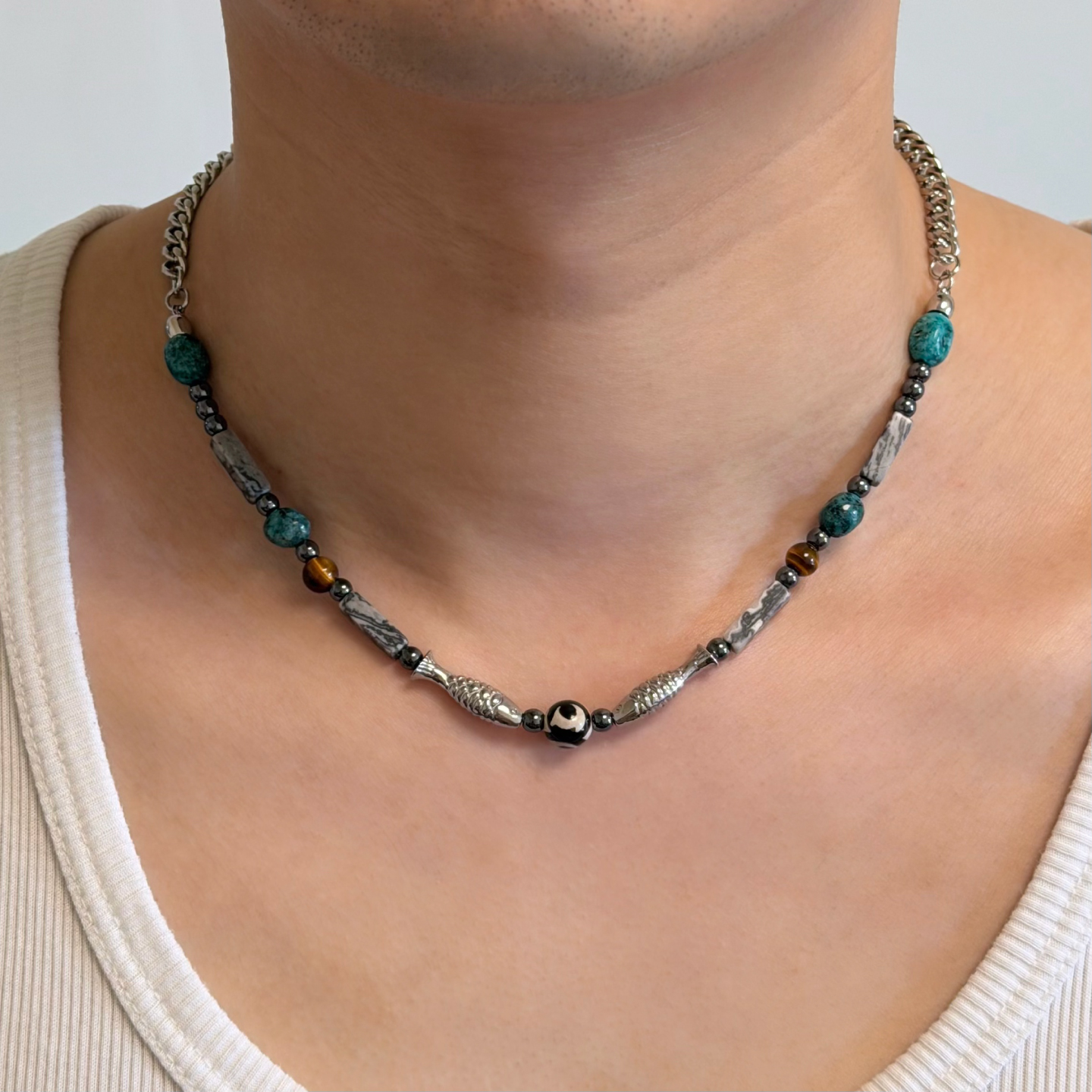 Komeiku双鱼石珠项链