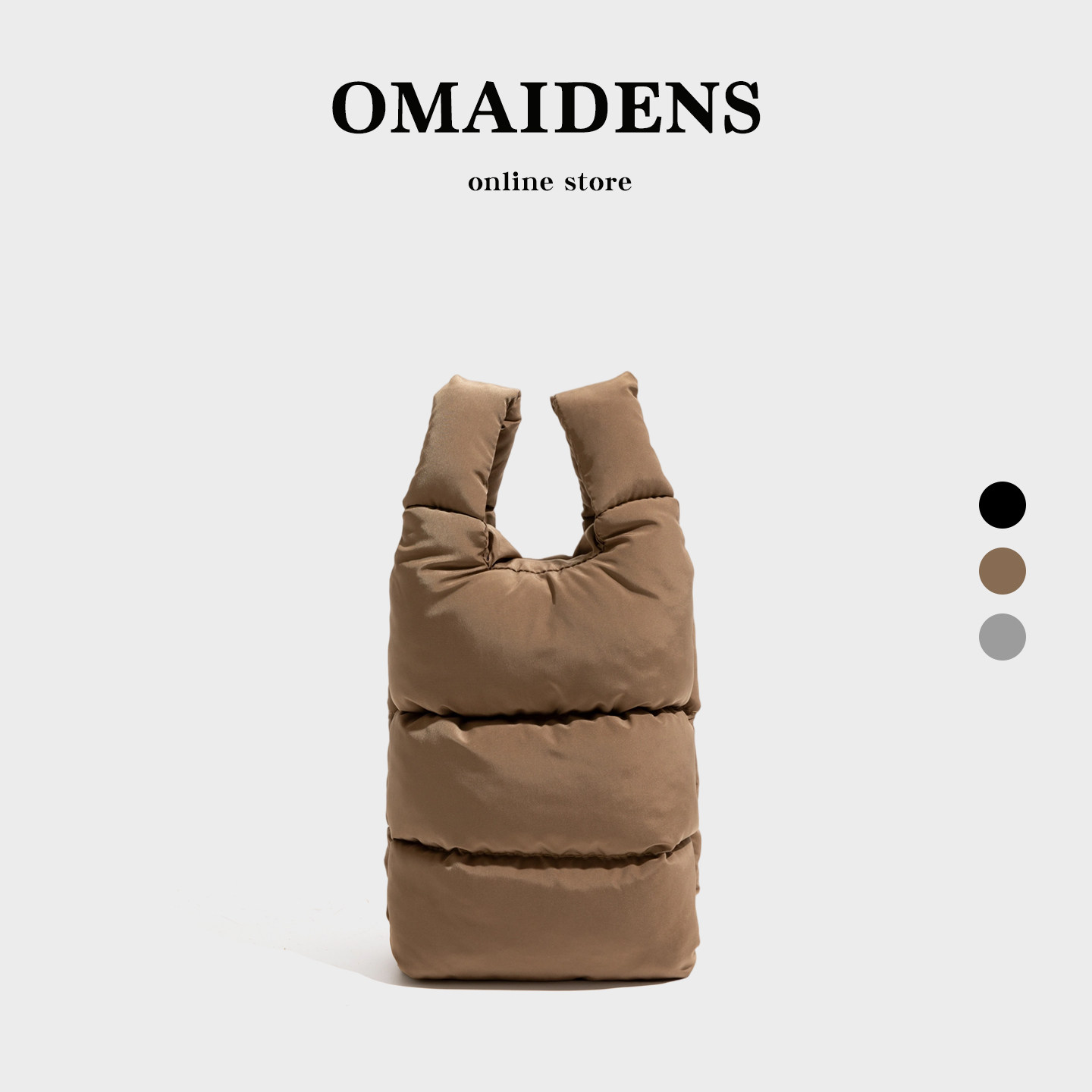 橙子少女日系极简夹棉包包2025年秋冬新款手提包高级感单肩斜挎包