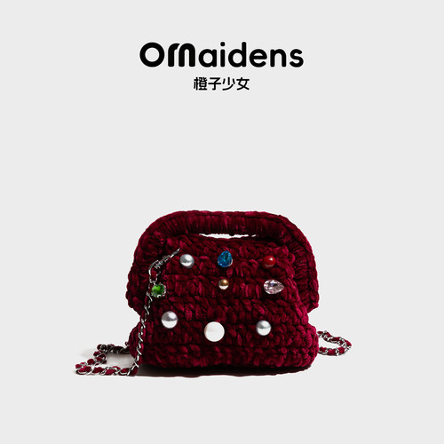 橙子少女日韩度假搭配mini口红包