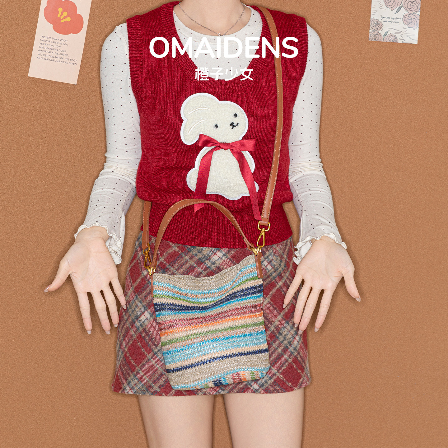 橙子少女彩虹草编包度假风海边沙滩编织包大容量单肩斜挎水桶包,箱包皮具/热销女包/男包,托特包,淘宝优惠券,粉丝福利购,淘宝优惠卷