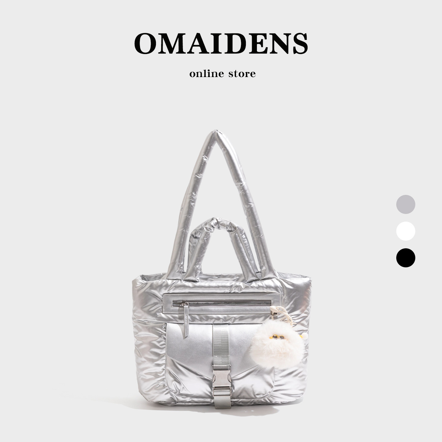 橙子少女银色绗缝夹棉托特包女大容量单肩包包通勤手提包2025新款,箱包皮具/热销女包/男包,托特包,淘宝优惠券,粉丝福利购,淘宝优惠卷