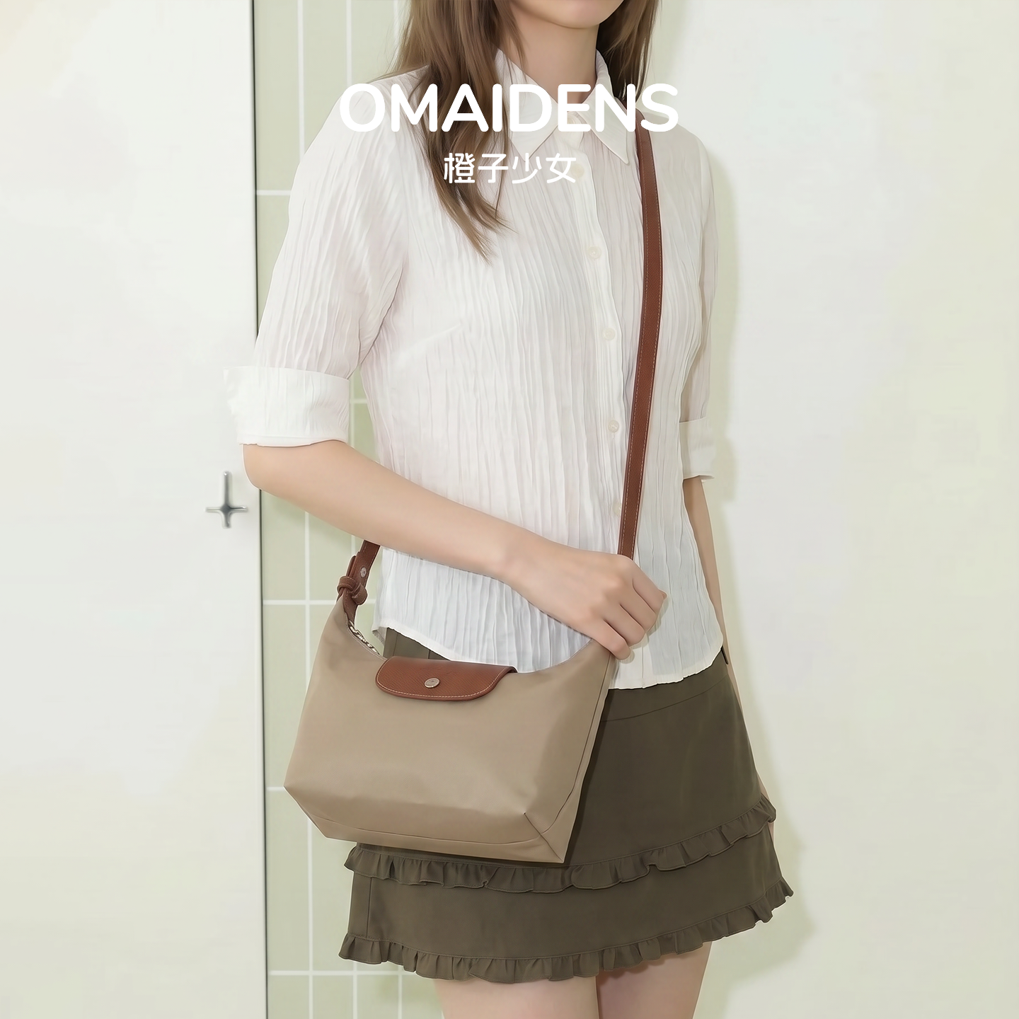 橙子少女防水尼龙布饭盒包通勤手拎便当包2026新款饺子包女斜挎包