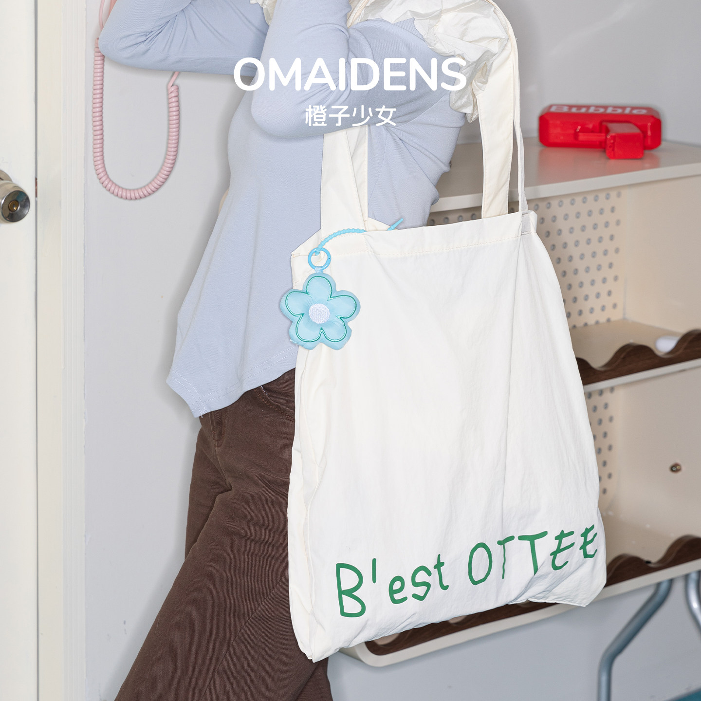 橙子少女白色帆布包度假休闲慵懒单肩包女大容量购物袋包韩系ins,箱包皮具/热销女包/男包,托特包,淘宝优惠券,粉丝福利购,淘宝优惠卷