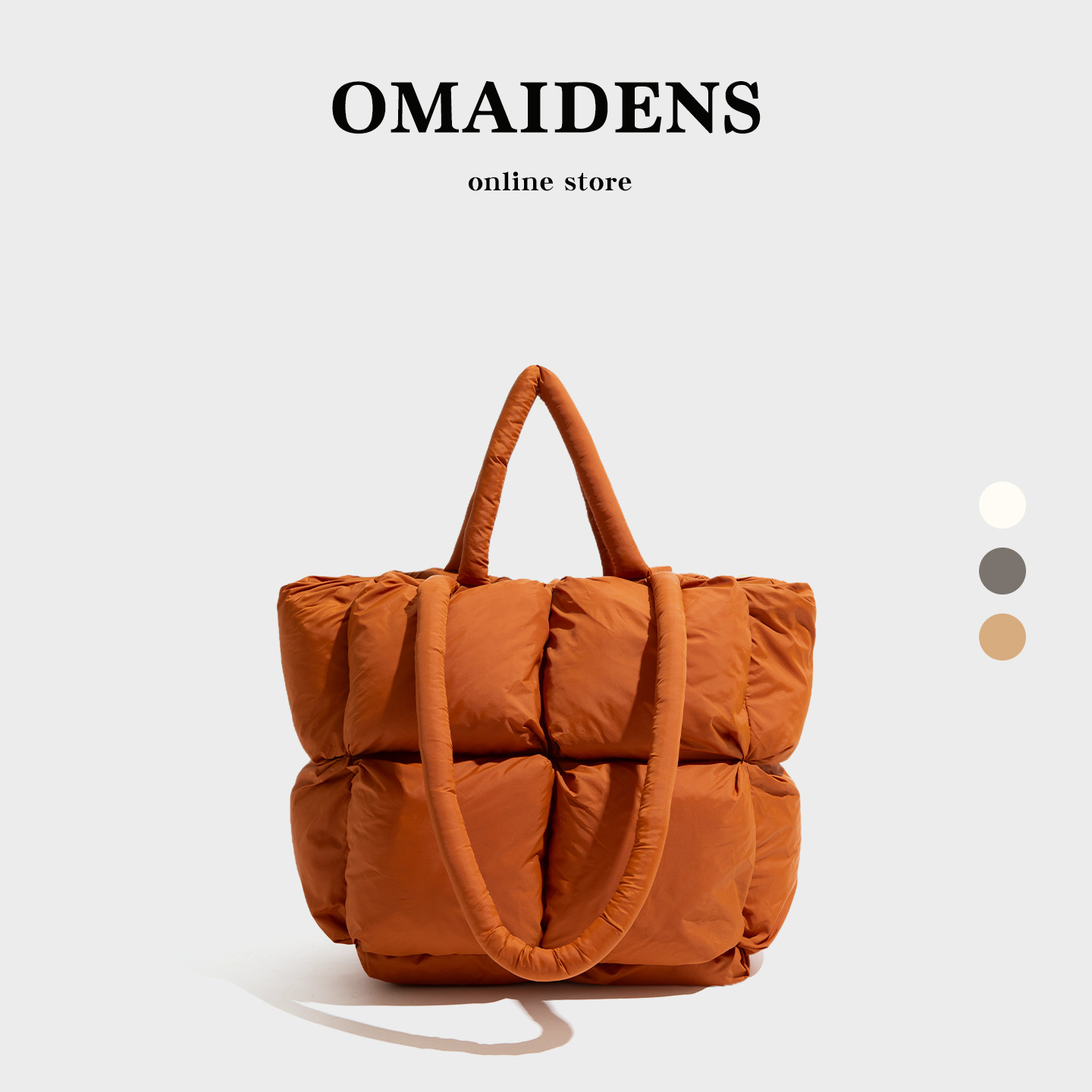 橙子少女复古轻羽绒夹棉包包2025秋冬新款腋下包大容量手提单肩包,箱包皮具/热销女包/男包,托特包,淘宝优惠券,粉丝福利购,淘宝优惠卷