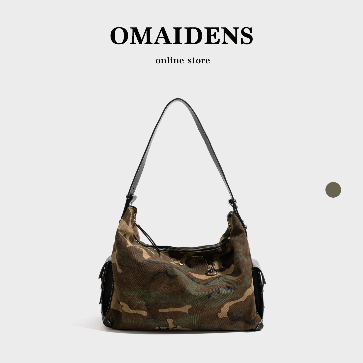 韩系小众撞色迷彩帆布包包