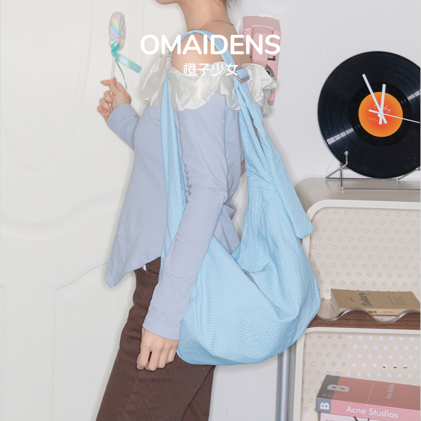 橙子少女户外轻量化尼龙饺子包大容量学生单肩斜挎包包女通勤包男