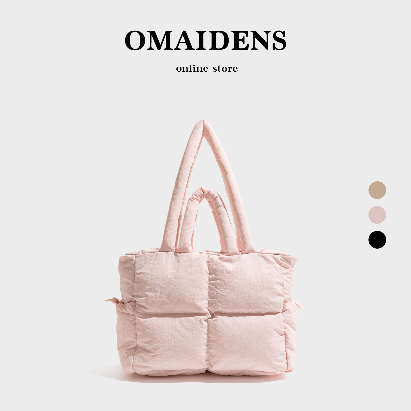 韩系多巴胺粉色夹棉包包2025秋冬