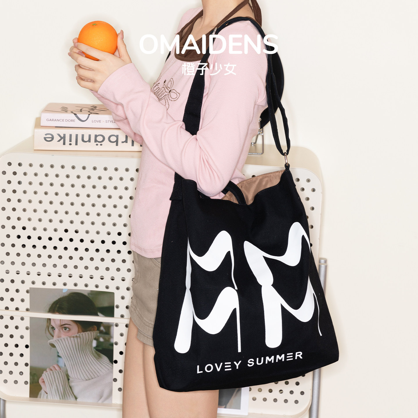 橙子少女韩系通勤帆布包女学生上课包韩系慵懒风大容量单肩腋下包,箱包皮具/热销女包/男包,托特包,淘宝优惠券,粉丝福利购,淘宝优惠卷