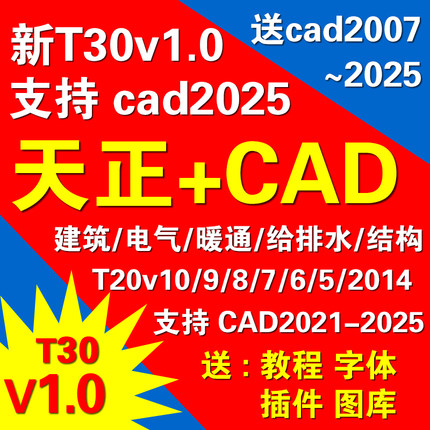 2005-2025CAD天正建筑T30V1.0暖通电气给排水软件远程安装T20V9.0