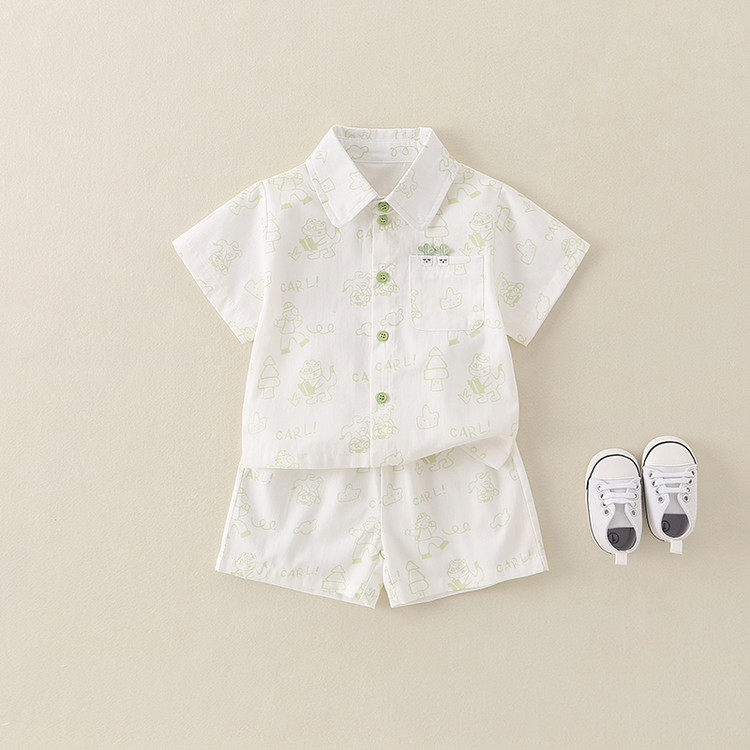 棉A类夏季分体套装男女通用连身衣/爬服/哈衣