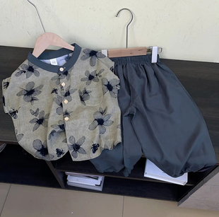 軟糯 套裝 冰涼爽滑男女寶寶夏裝 薄兩件套洋氣 棉綢兒童國風棉夏季