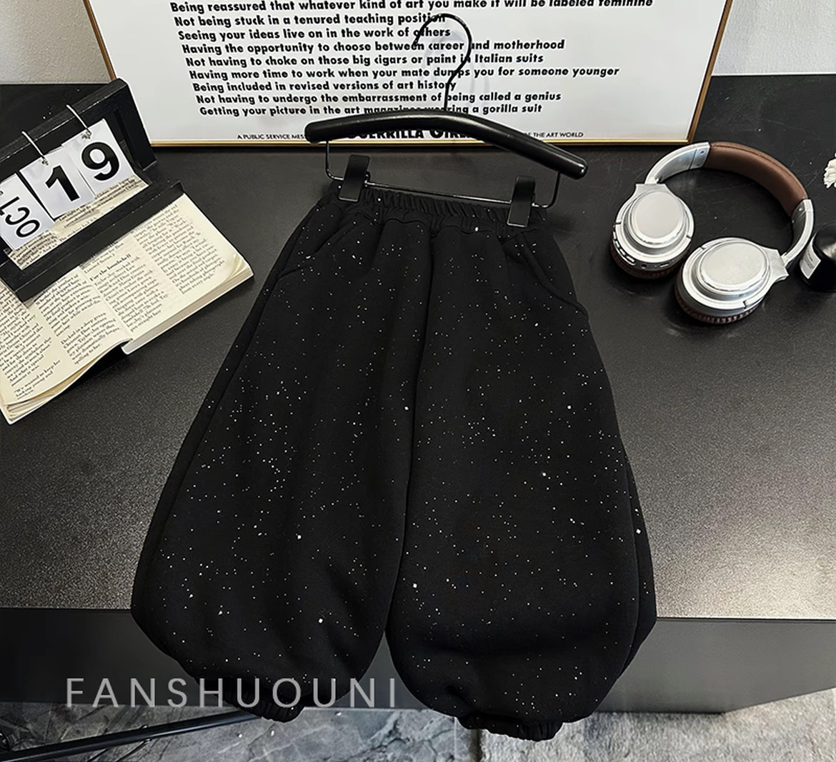 新年满天星卫裤 2026年新款儿童韩版奥粒绒细撒银重工闪闪裤子潮,童装/婴儿装/亲子装,运动裤卫裤,淘宝优惠券,粉丝福利购,淘宝优惠卷