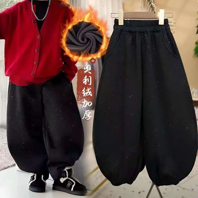 【新年款卫裤】2026年灯笼棉裤新年款儿童韩版薄绒细闪满天星款闪
