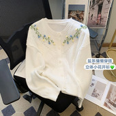 复古绣花小清新针织开衫 正品 哥家新2025春新款 小个子毛衣外套女