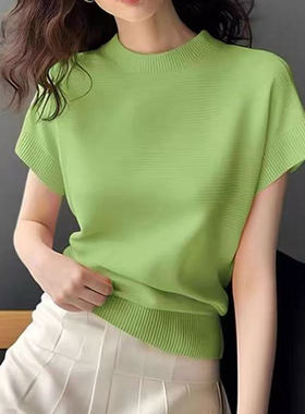 正品哥家新2025夏新款多巴胺黄色冰丝设计感小众轻熟风短袖t恤女