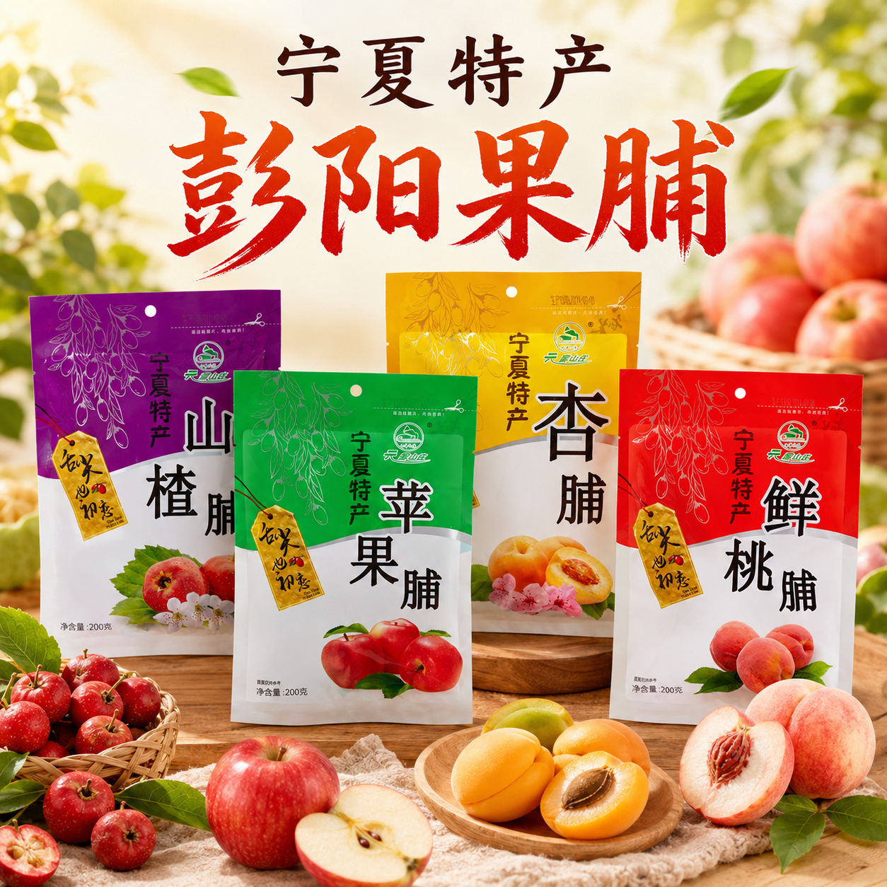 云雾山庄彭阳果脯宁夏特产杏脯200g杏肉桃脯野杏肉甘草杏蜜饯杏干