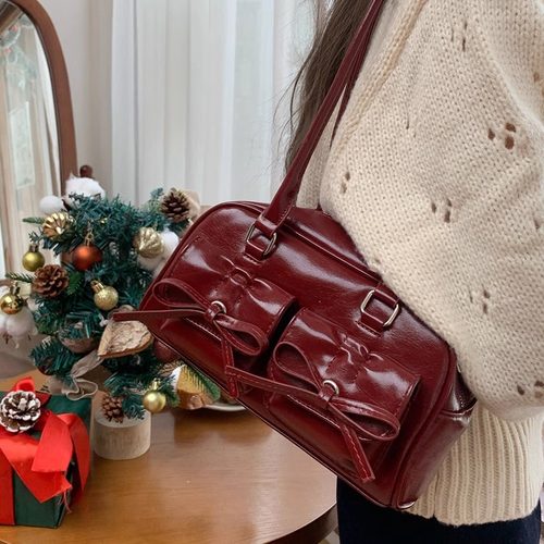 圣诞节蝴蝶结单肩腋下包包
