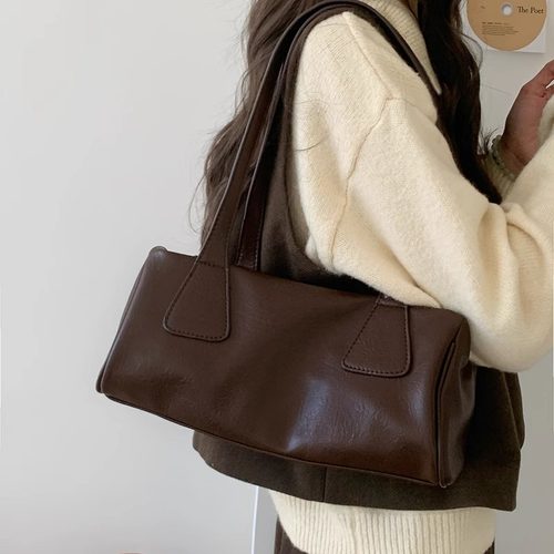 复古腋下法棍包通勤手提单肩包