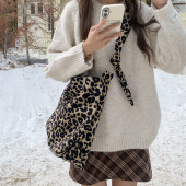 2026秋冬新款 韩系ins风慵懒感豹纹女包单肩斜挎大容量托特包 时尚