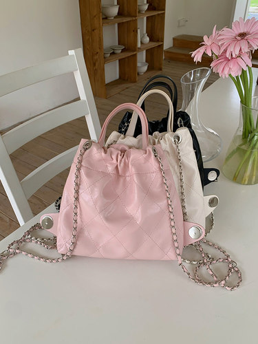 ins小香风菱格链条双肩包