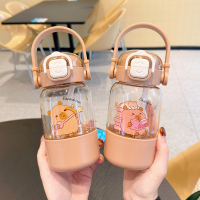 卡皮巴拉儿童双饮吸管杯