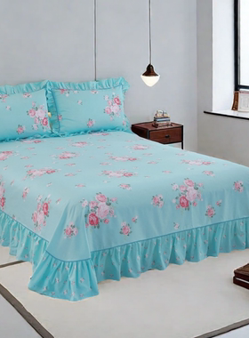 床单单件纯棉100全棉2025新款蓝色小碎花大250x270cmx290四季通用