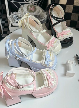 清仓瑕疵品原创Lolita优雅高跟lo鞋可爱蝴蝶结甜美日系公主女鞋