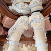 可爱蝴蝶结doll日系甜妹蕾丝厚底松糕鞋 甜涩鹿角 lolita鞋 洛丽塔