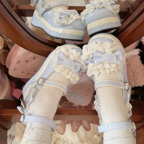 lolita鞋doll日系甜妹蕾丝松糕鞋