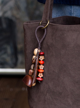 桃开运至原创手作新年祈愿挂件天然果壳种子手工编织汽车包包挂饰