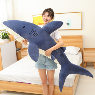 睡觉鲨鱼蓝色玩偶抱睡公仔娃娃送女友生日礼物毛绒玩具 抱枕男生款
