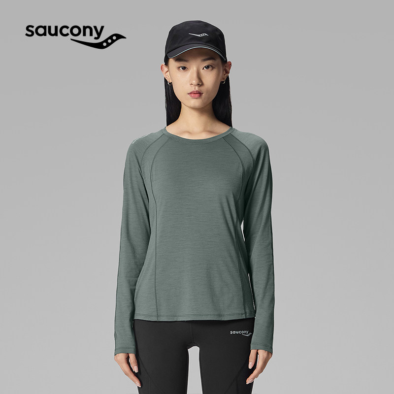 女子长袖T恤Saucony索康尼美利奴羊毛运动休闲舒适百搭经典圆领,运动服/休闲服装,运动T恤,淘宝优惠券,粉丝福利购,淘宝优惠卷