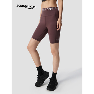 子休闲百搭 Saucony索康尼官方跑步高腰紧身裤 女子运动短裤 五分裤
