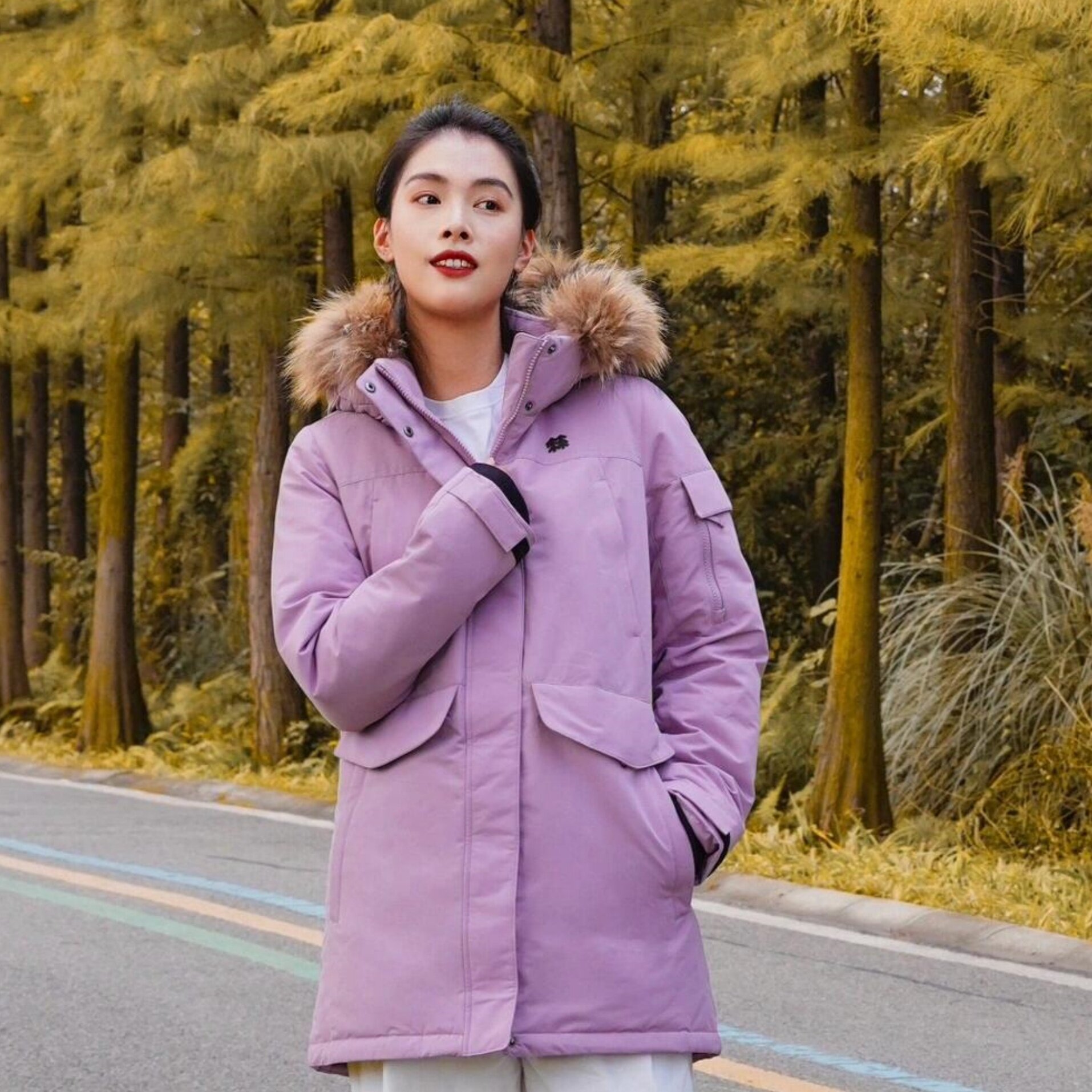 韩国直邮Travel中长款派克羽绒