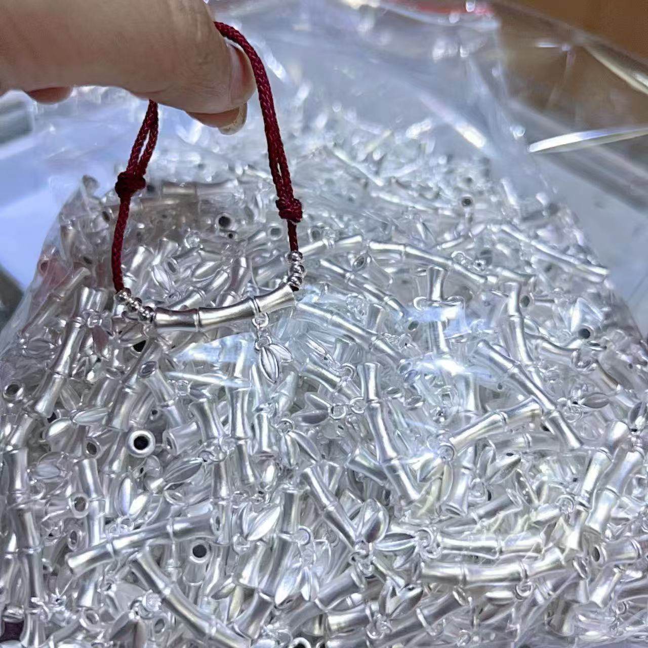 足银竹节本命年红绳清新