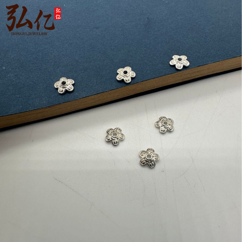 s925纯银花托珠隔片手工D