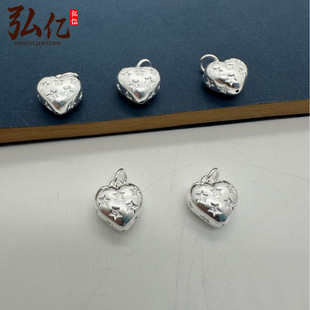 足银999甜酷风纯银星星桃心 爱心吊坠diy耳饰项链手链串珠配件