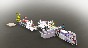 自动化包装设计方案模型3d机械流水线整线开箱机装箱机封箱机
